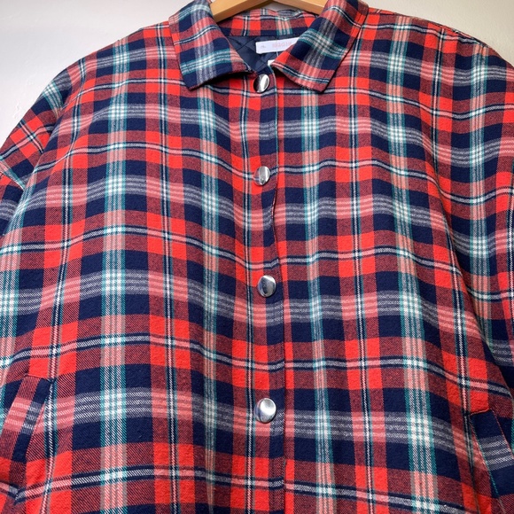 Eggie | Plaid Flannel Snap Button Closure Quilted VSCO Unisex Shacket - Picture 6 of 12